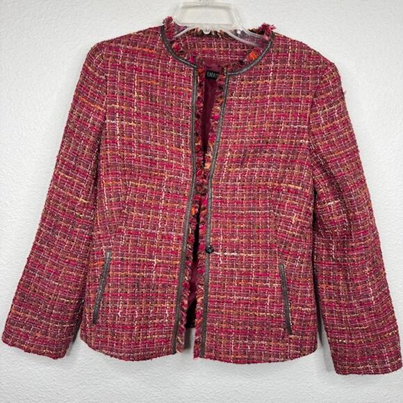 Tweed Burgundy Sz 4 Wool Blend Classic Fit Skirt Suit Acadamia Clueless Preppy - Picture 9 of 16